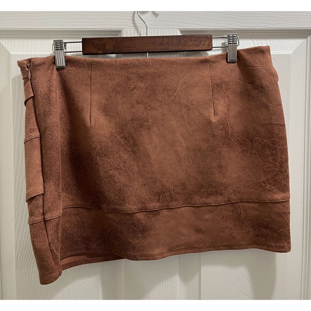 Free People Summer Love Vegan Suede Mini Skirt Size 12 Brown Cowgirl Retro - Picture 4 of 10